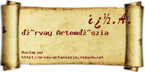 Árvay Artemíszia névjegykártya